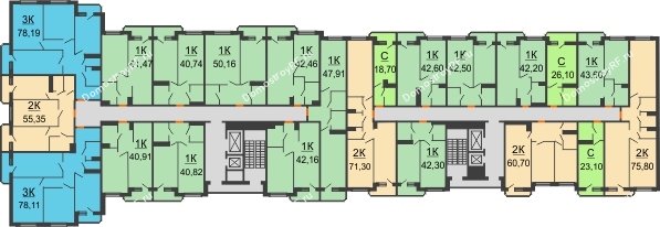Планировка 2 этажа в доме Литер 3 в ЖК Абрикос