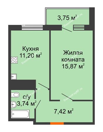 1 комнатная квартира 39,39 м² в ЖК Галактика, дом Литер 1