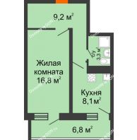 1 комнатная квартира 41,2 м² в ЖК Звезда Столицы, дом Литер 4 - планировка