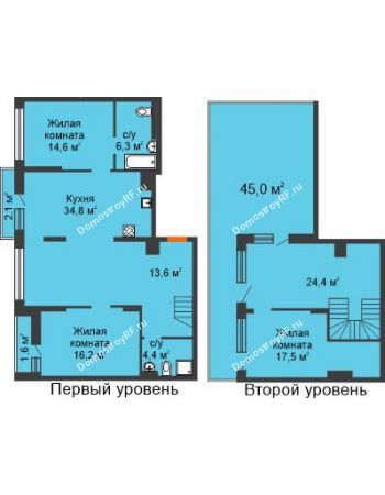 3 комнатная квартира 180,1 м² в ЖК Октябрьский, дом ГП-4