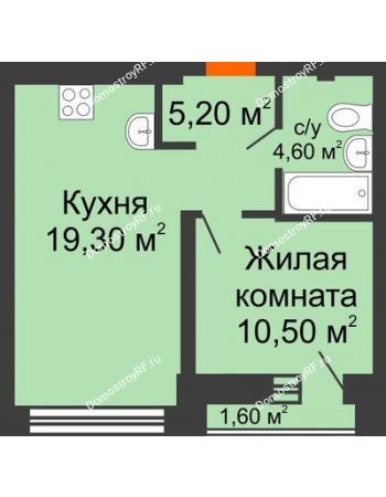 1 комнатная квартира 39,6 м² в ЖК Европейский квартал, дом ГП 3