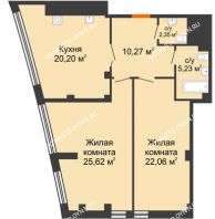 2 комнатная квартира 85,73 м² в ЖК Renaissance (Ренессанс), дом № 1 - планировка