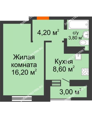1 комнатная квартира 35,8 м² в ЖК Подкова на Цветочной, дом № 8
