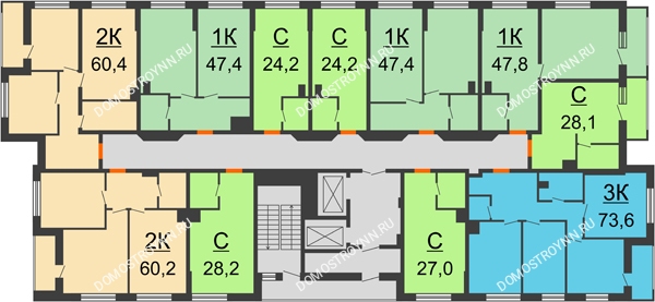 Планировка 3 этажа в доме № 2 в ЖК Подкова на Родионова