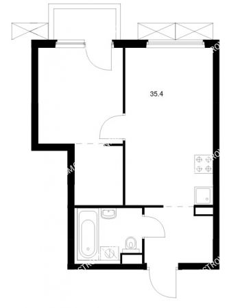 1 комнатная квартира 35,4 м² в ЖК Савин парк, дом корпус 10