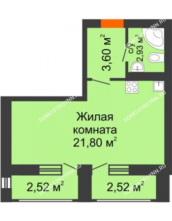 Студия 33,37 м² в ЖК Москва Град, дом № 61