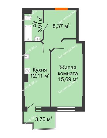 1 комнатная квартира 41,19 м² в ЖК Сердце Ростова 2, дом Литер 2
