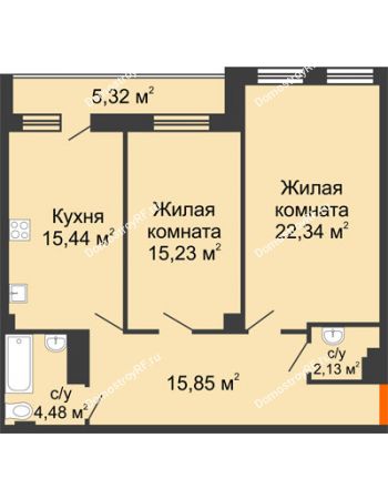 2 комнатная квартира 80,79 м² - ЖК 311