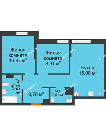 2 комнатная квартира 49,93 м² в ЖК Сердце Сибири, дом № 74, квартал Нефтяников (ГП-1)