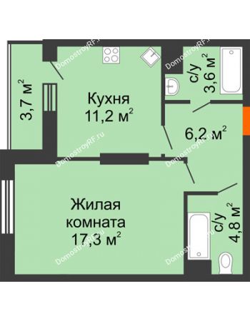 1 комнатная квартира 46,8 м² - ЖК Космолет
