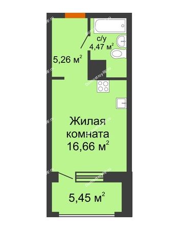 Студия 29,76 м² - ЖК Пешков
