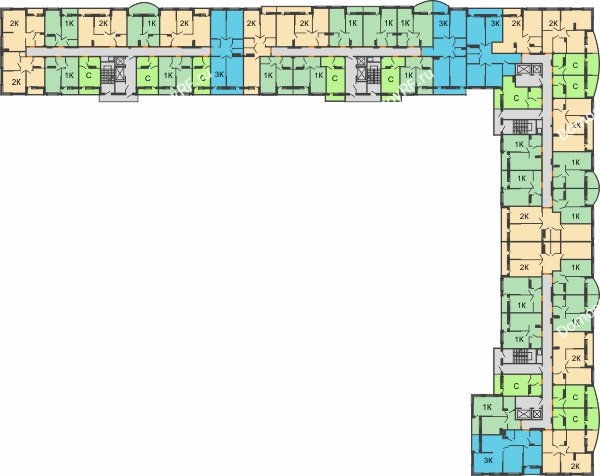 Планировка 10 этажа в доме 4 очередь - Литер 22 в ЖК Самолет