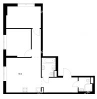 2 комнатная квартира 58,4 м² в ЖК Савин парк, дом корпус 7 - планировка