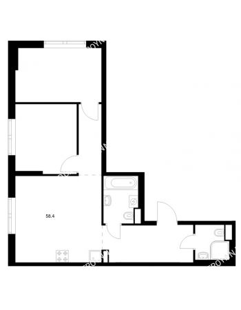2 комнатная квартира 58,4 м² в ЖК Савин парк, дом корпус 7