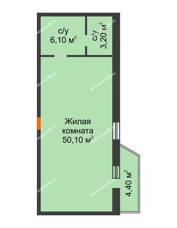 1 комнатная квартира 60,1 м² - ЖК по ул. Циолковского