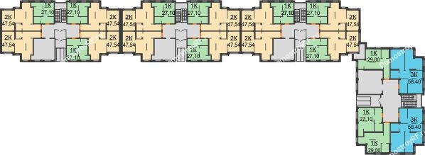 Планировка 1 этажа в доме позиция 19 в Микрорайон Новая жизнь