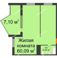 Студия 72,49 м² в ЖК Элегант, дом Литер 11 - планировка