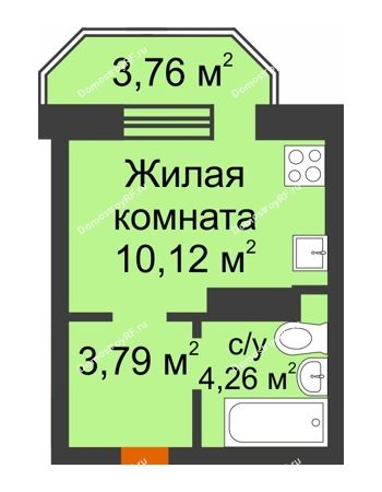 Студия 19,3 м² в ЖК Светлоград, дом Литер 16