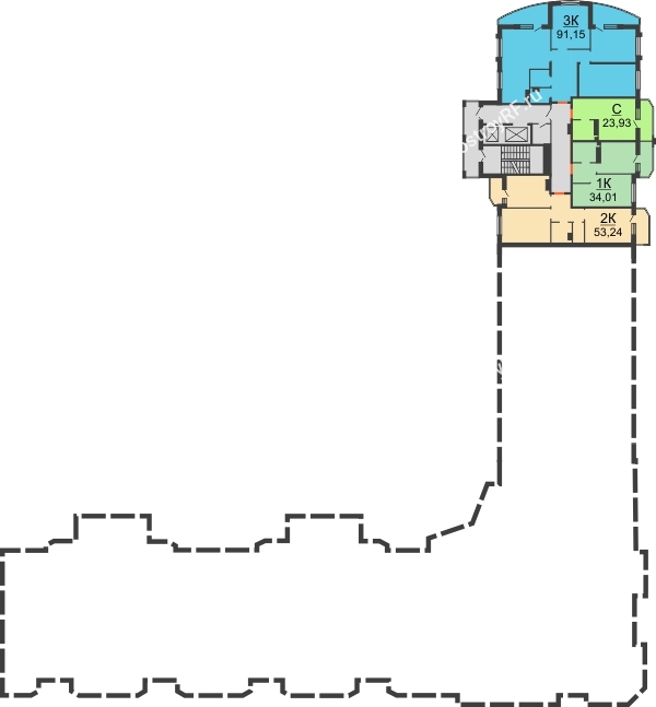 Планировка 21 этажа в доме Литер 1 в Семейный квартал Достояние
