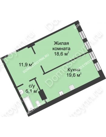 1 комнатная квартира 56 м² в ЖК Славянский квартал, дом № 188