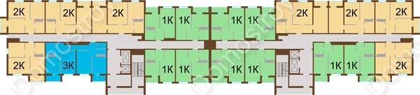 Планировка 6 этажа в доме № 15 в ЖК ЮГ