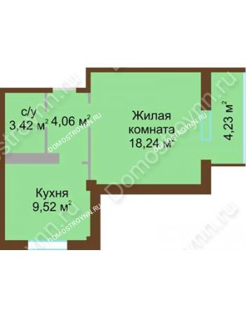 1 комнатная квартира 37,36 м² в ЖК Мой дом на Коломенской, дом № 1