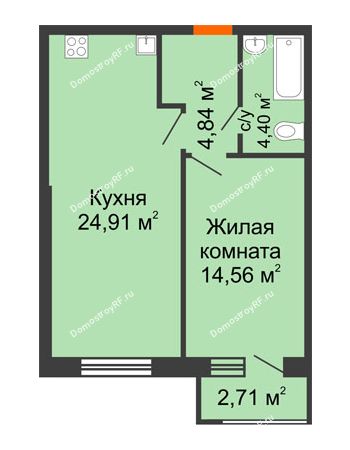 1 комнатная квартира 50,07 м² - КД Преображенский Двор