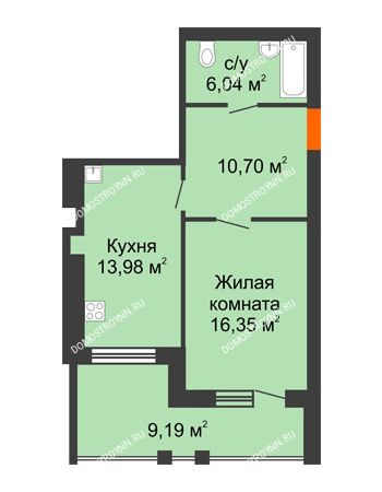 1 комнатная квартира 51,66 м² в ЖК Свобода, дом 2 очередь