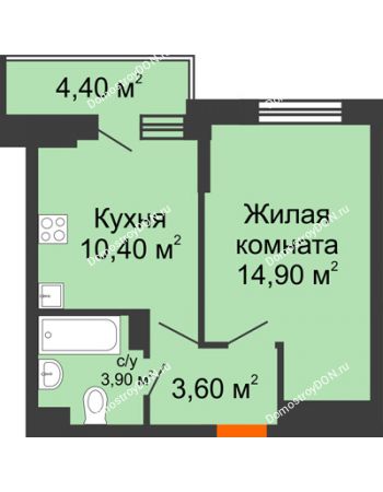1 комнатная квартира 35 м² в ЖК Династия, дом Литер 2