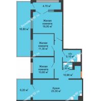 3 комнатная квартира 106,7 м² в ЖК Ожогино, дом ГП-6 - планировка