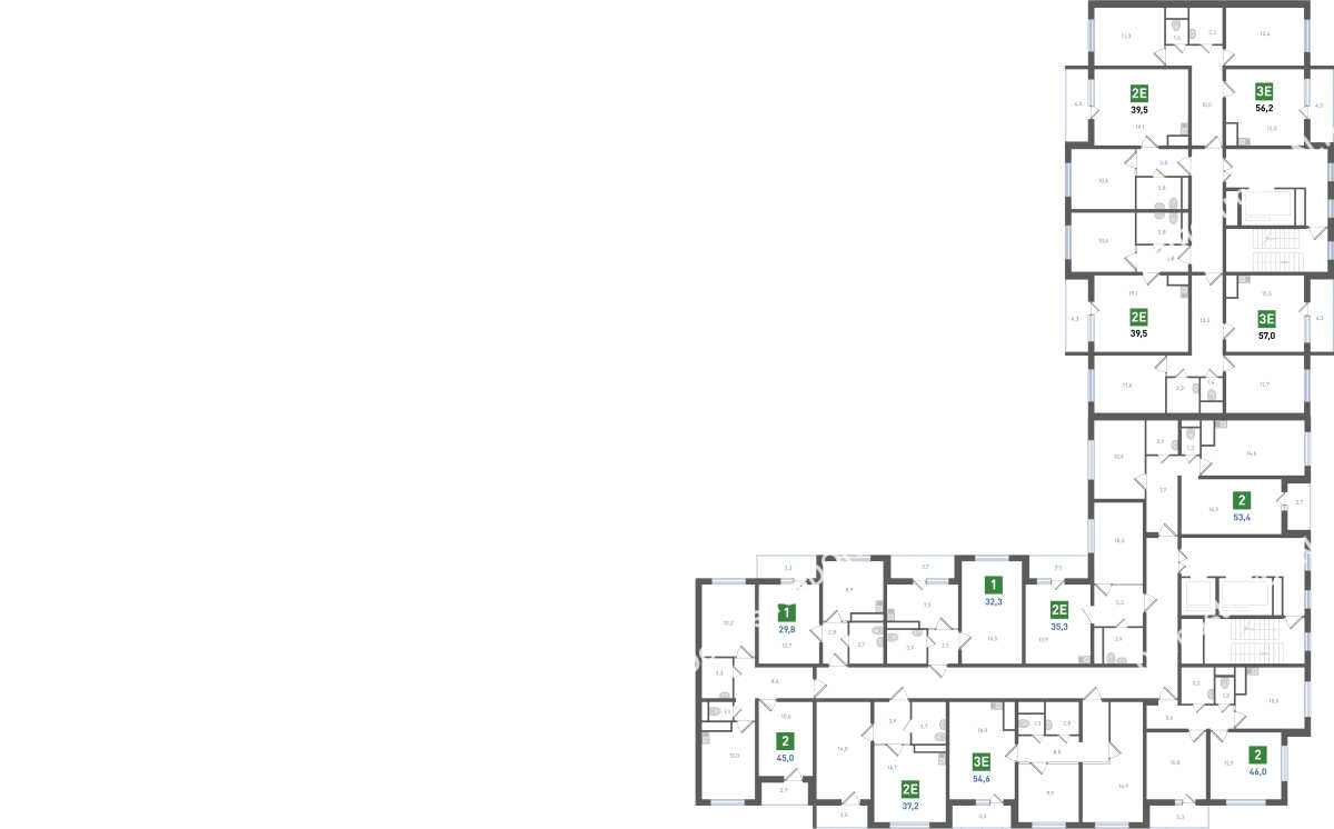 Планировка 12 этажа в доме Корпус 8-12.2 в ЖК Левенцовка парк