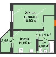 1 комнатная квартира 42,82 м² в ЖК Московский, дом дом 1 - планировка