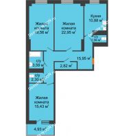 3 комнатная квартира 96,52 м² в ЖК Сокол на Оганова, дом Литер 4 - планировка