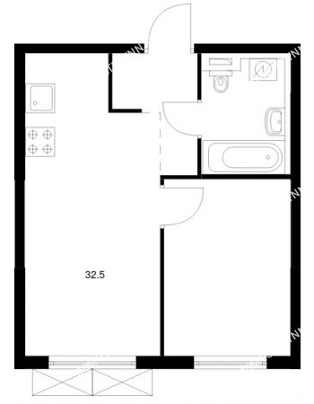 1 комнатная квартира 32,5 м² в ЖК Савин парк, дом корпус 8