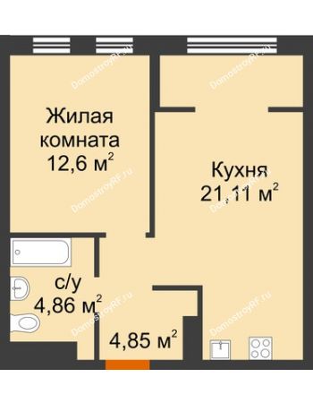 2 комнатная квартира 43,42 м² в ЖК Европейский берег, дом Лондон ГП-11