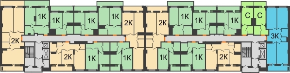 Планировка 3 этажа в доме № 1 в ЖК Встреча