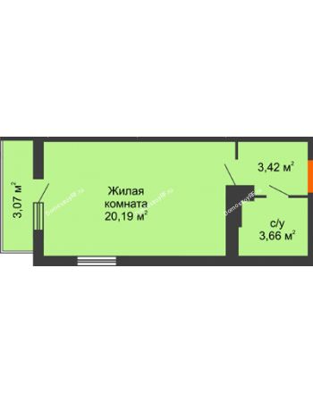 Студия 28,13 м² в ЖК Семейный парк, дом Литер 2