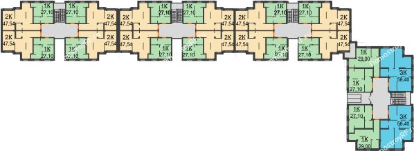 Планировка 2 этажа в доме позиция 19 в Микрорайон Новая жизнь