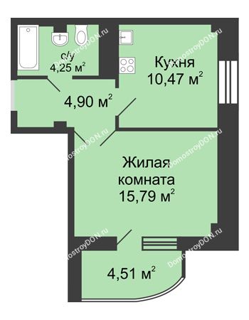 1 комнатная квартира 39,92 м² в ЖК Университетский 137, дом Секция С2