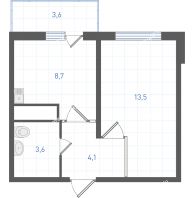 1 комнатная квартира 31 м² в ЖК Левенцовка парк, дом Корпус 8-12.2 - планировка