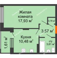 1 комнатная квартира 38,05 м² в ЖК Суворов-Сити, дом 1 очередь секция 6-13 - планировка