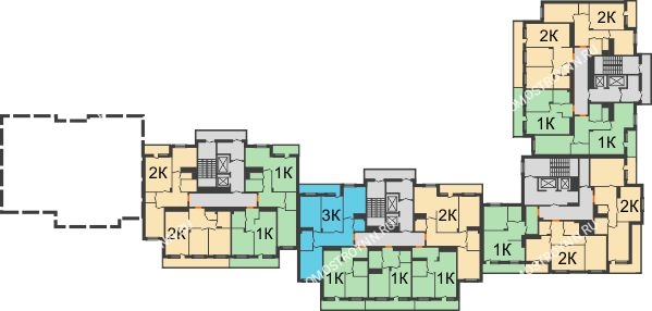 Планировка 12 этажа в доме № 1 в ЖК Корица