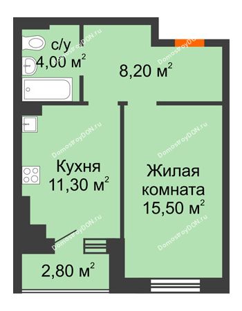 1 комнатная квартира 39,9 м² в Микрорайон Прибрежный, дом № 7