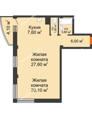 2 комнатная квартира 68,1 м² - ЖК Южная Башня