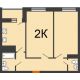 2 комнатная квартира 67,57 м² в ЖК Сокол, дом 5 очередь секция 12,13 - планировка