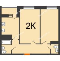 2 комнатная квартира 67,57 м² в ЖК Сокол, дом 5 очередь секция 12,13 - планировка