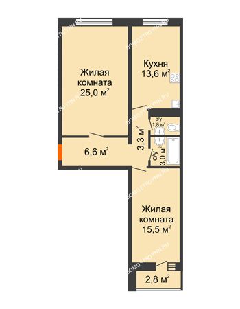 2 комнатная квартира 70,2 м² - ЖК Дом на Горького