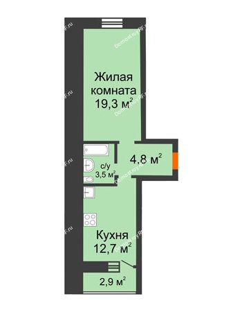 1 комнатная квартира 41,8 м² в ЖК Видный, дом № 2