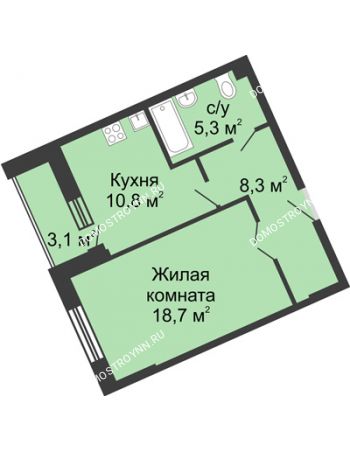 1 комнатная квартира 46,1 м² в ЖК Монолит, дом № 89, корп. 3