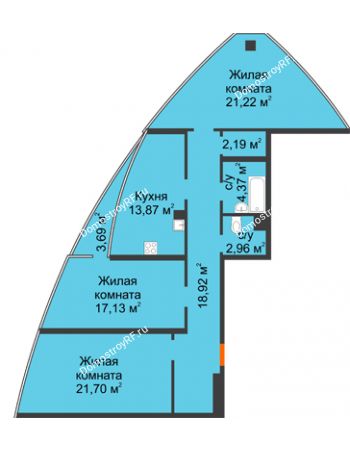 3 комнатная квартира 104,21 м² - ЖК Atlantis (Атлантис)